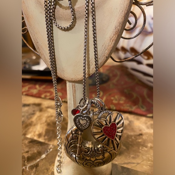 Brighton~My Heart Unlocked Necklace Sterling Silver Added Amulet Pendant 18” - Picture 5 of 12